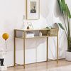 M MCombo Konsolentisch Schmal Marmor Gold, Modern Beistelltisch mit 2 Ablage & Metallgestell, Eingangstisch für Flur Wohnzimmer Schlafzimmer, 110×40×90cm, 2276 Bild 2