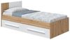 Dmora - Kinderbett Anaheim, Einzelbett mit Stauraum und Kopfteil, Bettrahmen mit 2 Schubladen, 196 x 97 x 77 cm, geknotete Eiche und Weiß Bild 3