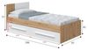 Dmora - Kinderbett Anaheim, Einzelbett mit Stauraum und Kopfteil, Bettrahmen mit 2 Schubladen, 196 x 97 x 77 cm, geknotete Eiche und Weiß Bild 2