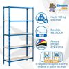 SimonRack Schwerlastregal, Lagerregal, 180 x 90 x 40 cm, Metallregal, Kellerregal, Biegestelle 180 kg, 5 Fachböden, Blau/Weiss - Simonclick Bild 5