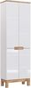 Hochschrank mit 4 Türen SOLNA-56 Hochglanz weiß mit Wotaneiche, B x H x T ca. 60 x 187 x 33cm Bild 2