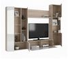 Habitdesign, Moderne Wohnwand 260 cm breit, TV-Möbel in kanadischer Eiche und Weiß Hochglanz, kompaktes Wohnzimmer-Set mit viel Stauraum, Maße: 260 x 185 x 42 cm (B x H x T), Modell Essential Bild 3