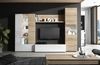 Habitdesign, Moderne Wohnwand 260 cm breit, TV-Möbel in kanadischer Eiche und Weiß Hochglanz, kompaktes Wohnzimmer-Set mit viel Stauraum, Maße: 260 x 185 x 42 cm (B x H x T), Modell Essential Bild 4