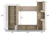 Habitdesign, Moderne Wohnwand 260 cm breit, TV-Möbel in kanadischer Eiche und Weiß Hochglanz, kompaktes Wohnzimmer-Set mit viel Stauraum, Maße: 260 x 185 x 42 cm (B x H x T), Modell Essential Bild 2