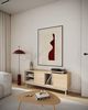 Selsey Tv Schrank - Modernes Tv Board Für Wohnzimmer, 138 cm, Lindberg-Eiche & Kaschmir, Stauraum Mit Schrank, 2 Schubladen, 3 Fächer, Hochwertiges Laminat, Metallfüße, Für Tv Bis 55 Zoll Bild 4
