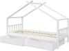 VitaliSpa Kinderbett Hausbett Kinderhaus Design Weiß Lattenrost 90x200 Schublade