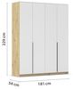Rauch Möbel Alabama, Kleiderschrank, Garderobe, 4-türig, Zubehör Premium, 2 Kleiderstangen, 7 Einlegeböden, Schubladeneinsatz, Farbe Weiß/Eiche Artisan, Griff Grau metallic, 181 x 229 x 54 cm Bild 3