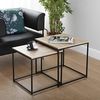 Versa Cambridge Beistelltisch für das Wohnzimmer, Schlafzimmer oder die Küche. Moderner, niedriger Tisch, 2er Set, Maßnahmen (H x L x B) 50 x 50 x 50 cm, Holz und Metall, Farbe: Braun Bild 2