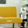 HOMCOM 2-Sitzer Couch mit Cord-Optik, Holzbeine, Gepolsterter Polstersofa, 1 Teile, für Schlafzimmer, Wohnzimmer, 110 x 62 x 85 cm, Gelb Bild 5