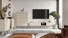 Selsey TV-Lowboard 166 cm Cremefarbenes Mattes Design Hochwertige Spanplatte & Gehärtetes Glas Schwarze Metallbeine Integriertes Eye-LED mit Touch Push-to-Open Ideal fürs Wohnzimmer Bild 3