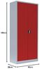 Stahl-Aktenschrank Metallschrank abschließbar Büroschrank Stahlschrank Lichtgrau/Rot 1800 x 800 x 383 mm 530334 Bild 2