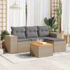 vidaXL 5-tlg. Garten-Sofagarnitur mit Kissen Beige Poly Rattan 3225415 Bild 2