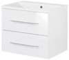 FACKELMANN B.CLEVER Waschtisch Set mit Spiegelschrank 60 cm breit, Weiß, Waschbecken Gussmarmor Weiß Bild 3