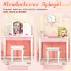 COSTWAY Kinder 2in1 Schminktisch Set mit dreifach klappbarem Spiegel, Schublade & Hocker, Holz weiß, 34 x 70 x 95,5 cm Bild 3