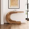 LITTLE TREE 43.3 Inches Farmhouse Console Table, 2-Tier C-Shaped Sofa Table Behind The Couch, Wooden Entryway Table Narrow Hallway Foyer Table for Living Room, Entrance, Brown Bild 5