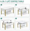 YITAHOME Couchtisch mit Höhenverstellbarer, 4-in-1-Multifunktions-Couchtisch mit Stauraum, Couchtisch lässt Sich in einen Esstisch für das Wohnzimmer umwandeln, Weißer Marmor Bild 3