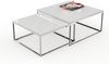 LebensWohnArt Couchtisch 2er Set Design Couchtisch MENTO weiss hochglanz 60cm Edelstahl Bild 3
