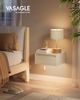Vasagle 2er-Set Nachttisch mit Schublade, Leuchte mit 3 Farben, Holz, 35 x 40 x 18 cm, Naturbeige Bild 4