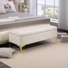 HOMCOM Sitzbank mit Gold-Ton Beine, Samtoptik, 120 x 44 x 44,5 cm (Polsterbank, 1-St, Bettbank), für Wohnzimmer, Beige Bild 2