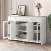 FurnitureR Weiße Midi-Sideboard, Skandinavisches Design, Holzfurnier, Modern und Funktional, Vielseitig für Küche und Wohnzimmer Bild 3