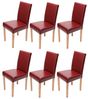 6er-Set Esszimmerstuhl Stuhl Küchenstuhl Littau ~ Leder, rot, helle Beine Bild 1