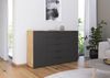 Rauch Möbel Flipp, Kommode für Schlafzimmer, Kinderzimmer, Wohnzimmer, Flur, Garderobe, 2-türig, 5 Schubladen, mit Softclose-Funktion, Farbe Eiche Artisan, Holz/Graphit, Schwarz, Breite 160 cm Bild 2