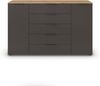 Rauch Möbel Flipp, Kommode für Schlafzimmer, Kinderzimmer, Wohnzimmer, Flur, Garderobe, 2-türig, 5 Schubladen, mit Softclose-Funktion, Farbe Eiche Artisan, Holz/Graphit, Schwarz, Breite 160 cm Bild 5
