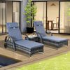 Outsunny Gartenlounge-Set 3er-Set, Polyrattan+Metall, (Liege, 3-tlg, Sonnenliege), Stabile Bauweise, Für Outdoor gemacht Bild 2