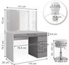 Schminktisch Elise Weiß/Grau/Grau 115 cm mit LED Beleuchtung und Hocker Vicco Bild 3