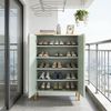 LITTLE TREE Schuhschrank, 5-stufiger Schuhschrank mit 2 Türen, freistehender Schuhregal Schuhkommode mit verstellbarem Regal und Metall-Eckdekoration für Flur, Eingangsbereich, Wohnzimmer, mintgrün Bild 5