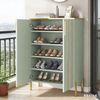 LITTLE TREE Schuhschrank, 5-stufiger Schuhschrank mit 2 Türen, freistehender Schuhregal Schuhkommode mit verstellbarem Regal und Metall-Eckdekoration für Flur, Eingangsbereich, Wohnzimmer, mintgrün Bild 4