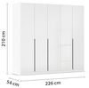 Rauch Möbel Alabama, Kleiderschrank, Garderobe, 5-türig, Zubehör Classic, 3 Kleiderstangen, 6 Einlegeböden, Farbe Hochglanz Weiß/Weiß, Griff Grau metallic, 226 x 210 x 54 cm Bild 3