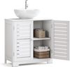 Mondeer Waschbeckenunterschrank, Unterschrank Badezimmerschrank mit 2 Lamellentüren Ablage Holz Moderne Stil, 60 x 60 x 30 cm, Weiß Bild 4
