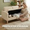 HOMCOM 2-Sitzer Modern Polstersofa mit 2 Wurfkissen Stauraum Massivholzfüßen, Couch 1 Teile, aus Corduroy für Wohnzimmer, Schlafzimmer, Beige 117 x 63 x 79 cm Bild 4