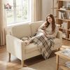 HOMCOM 2-Sitzer Modern Polstersofa mit 2 Wurfkissen Stauraum Massivholzfüßen, Couch 1 Teile, aus Corduroy für Wohnzimmer, Schlafzimmer, Beige 117 x 63 x 79 cm Bild 2