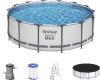 Bestway Steel Pro MAX Frame Pool Komplett-Set mit Filterpumpe Ø 427 x 122 cm, lichtgrau, rund