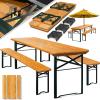 KESSER® Bierzeltgarnitur, 3 teilig, Klappbar, 2x Bank, 1x Tisch, 12-tlg., Holz, 170 x 46 x 75 cm