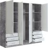 Forte 'Jupiter' Kleiderschrank, betonoptik, 4-türig, 207x200 cm Bild 4