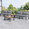Ball & Cast Outdoor Möbel 3er Set, 2 Zweisitzer-Sofa und Tisch, Verstellbare Beine, Terrassenmöbel Wetterfest für Terrasse & Garten, Grau Bild 2