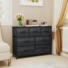 YITAHOME Kommode,Kommode mit 7 Schubladen,Schrank,Stoffschubladen mit Griffen,Kommodenschrank mit Stabiler Stahlrahmen,Dauerhaft,Schwarze Holzmaserung Bild 4
