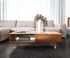 Couchtisch New Live-Edge 115x60 cm Akazie Natur 2 Schubladen 1 Fach Acrylfuß Bild 3