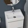 Baikal Mini-Badezimmermöbel, montiert, 2 Schubladen mit Waschbecken, Badezimmerschrank, Keramikwaschbecken, 45 cm, Mattweiß. Bild 5