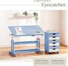 Kinderschreibtisch höhenverstellbar und Rollcontainer - blau Bild 5