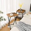 HOOBRO Beistelltisch Klappbar, Kleiner Sofatisch, Tablett Tisch, Kaffeetisch TV Tray im Industriestil, Serviertisch Snack Tisch für kleinen Raum, einfach montierbar, stabiles, Dunkelbraun EBF17BZ01 Bild 2