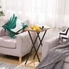 HOOBRO Beistelltisch Klappbar, Kleiner Sofatisch, Tablett Tisch, Kaffeetisch TV Tray im Industriestil, Serviertisch Snack Tisch für kleinen Raum, einfach montierbar, stabiles, Dunkelbraun EBF17BZ01 Bild 5