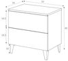 Dmora - Nachttisch Nashville, 2 Schubladen, Niedrige Kommode für Schlafzimmer, 50 x 34 x 49 cm, Glänzend Weiß Bild 2