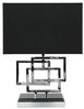 Licht-Erlebnisse Nachttischlampe TEVELL, ohne Leuchtmittel, Modern Silber Schwarz E27 Stoffschirm 49 cm Nachttisch Wohnzimmer Bild 2