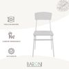 Baroni Home Set mit 4 Esszimmerstühlen, modernes Design, leicht, für Innen- und Außenbereich, Esszimmer, Balkon, Restaurant, aus MDF und Stahl, einfache Montage, Weiß, 35 x 46 x 81 cm Bild 5