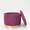 PLAYBOY - Pouf LIZ" gepolsterter Sitzhocker mit Stauraum, Samtstoff in Lila und Chesterfield-Optik, goldener Metallfuss, Retro-Design" Bild 2