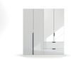 Kleiderschrank Drehtürenschrank Modern | 4-türig | mit Spiegeltüren & Schubkästen | glasweiß / alpinweiß | 181x210 Bild 4